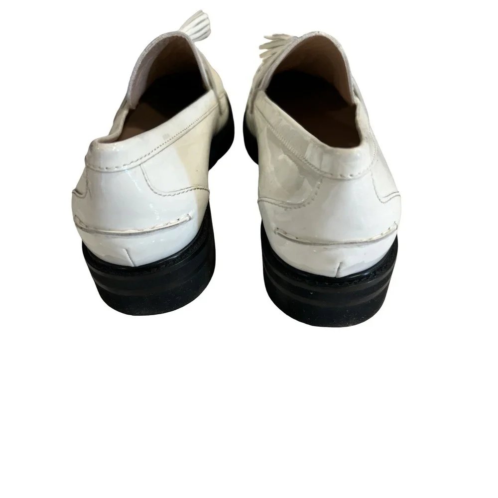 Stuart Weitzman Mila Lift White Loafers Sz 11.5 New Black Sole Platform - Picture 8 of 10